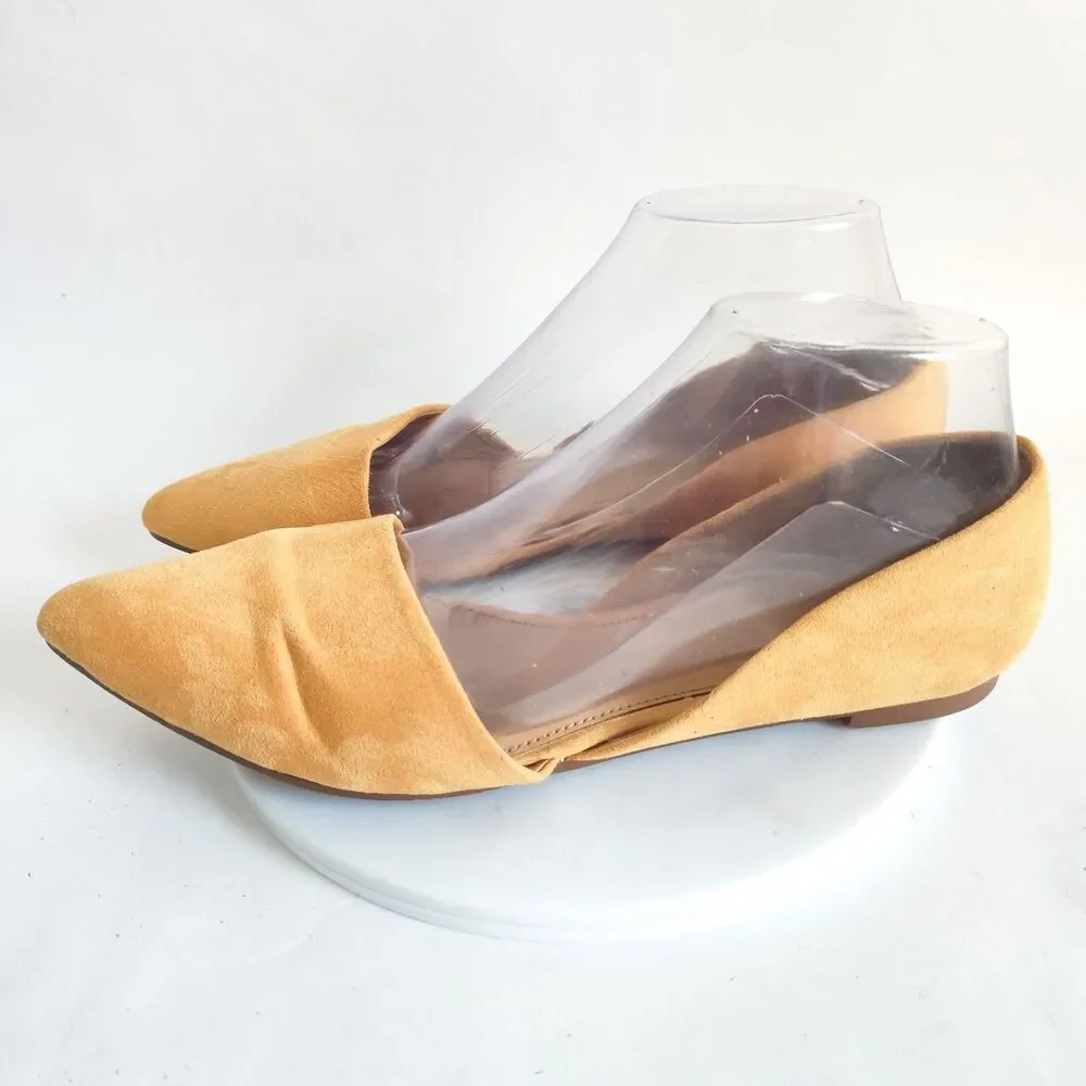 J. Crew‎ D'Orsay Shoes Flats Size 8 Zoe Pointed Toe Sueded Preppy Mustard Yellow